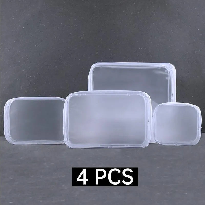 Transparent PVC Cosmetic Bag 4PCS