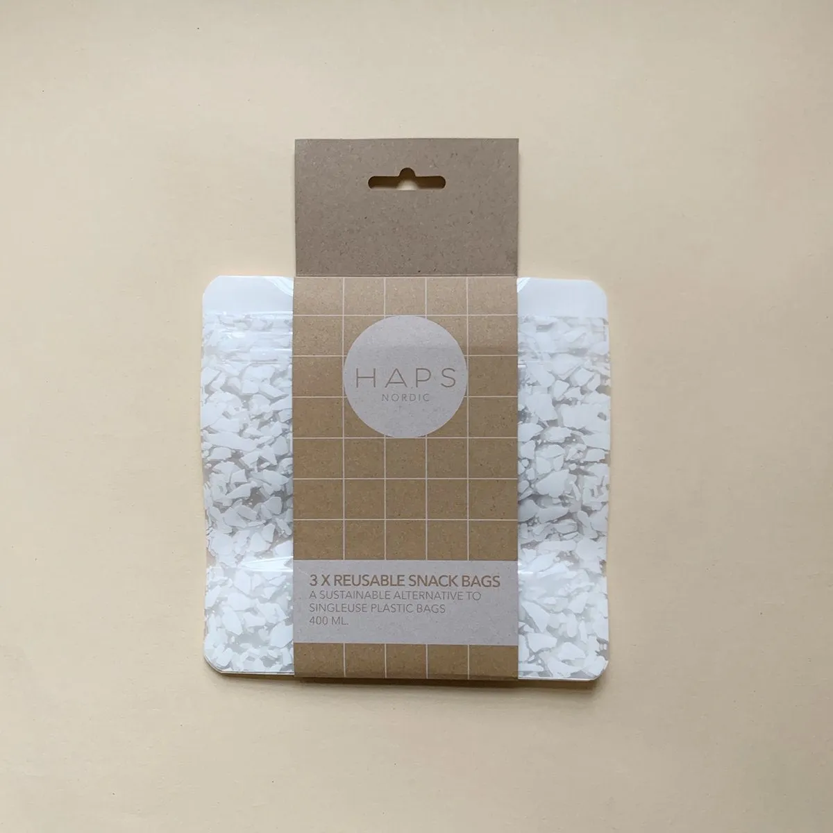 Transparent Terrazzo Small Reusable Snack Bags 3-Pack