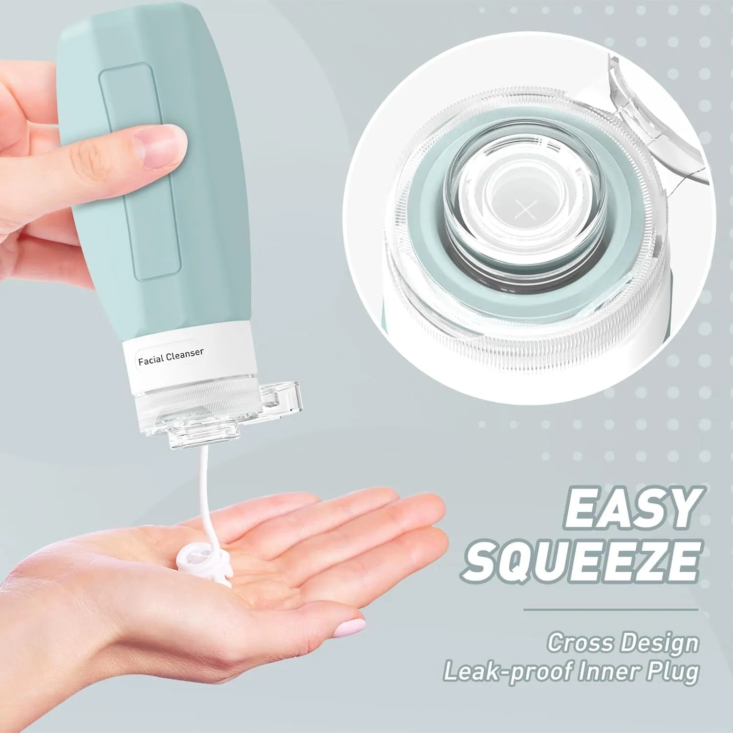 Travel Bottles for Toiletries, Tsa Approved 3Oz Travel Size Containers, Leak Proof Silicone Travel Containers for Toiletries, BPA Free Refillable Travel Accessories for Shampoo Conditioner Gray