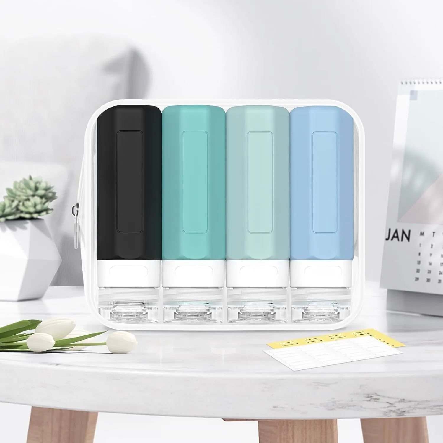 Travel Bottles for Toiletries, Tsa Approved 3Oz Travel Size Containers, Leak Proof Silicone Travel Containers for Toiletries, BPA Free Refillable Travel Accessories for Shampoo Conditioner Gray
