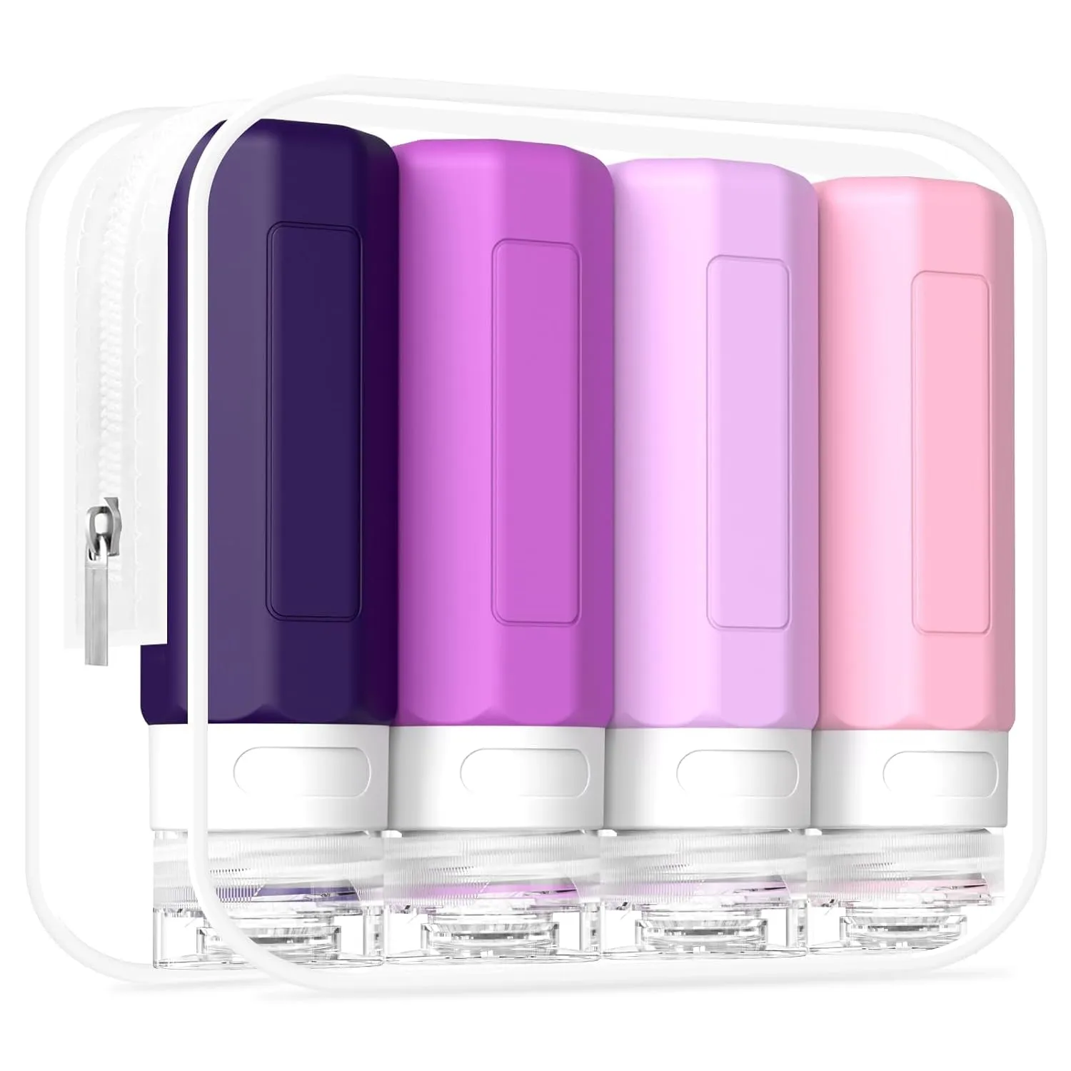 Travel Bottles for Toiletries, Tsa Approved 3Oz Travel Size Containers, Leak Proof Silicone Travel Containers for Toiletries, BPA Free Refillable Travel Accessories for Shampoo Conditioner Gray