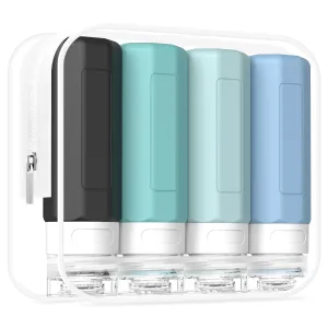 Travel Bottles for Toiletries, Tsa Approved 3Oz Travel Size Containers, Leak Proof Silicone Travel Containers for Toiletries, BPA Free Refillable Travel Accessories for Shampoo Conditioner Gray