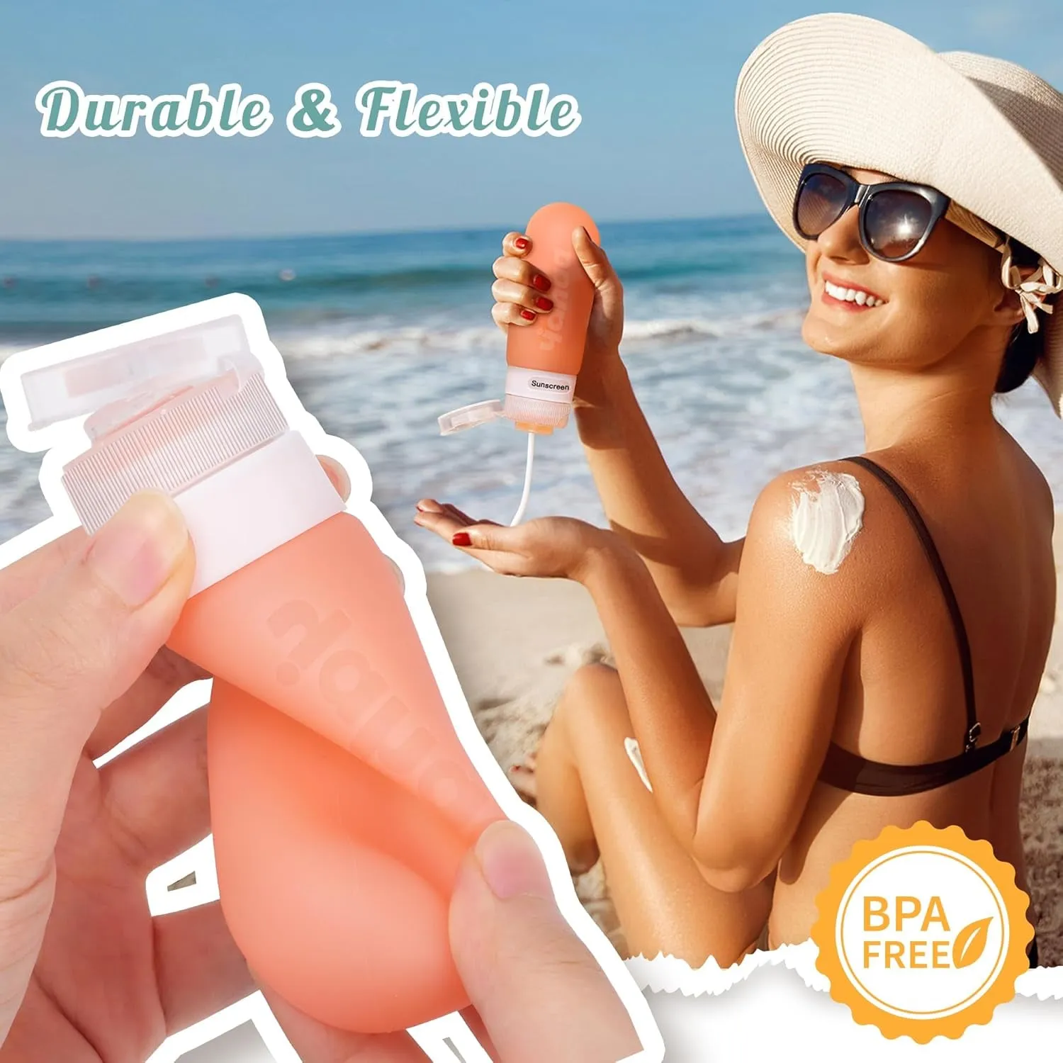 Travel Bottles for Toiletries,3Oz Leak Proof Squeezable Travel Size Containers, 5 Pack TSA Approved Travel Essentials for Shampoo Conditioner,Silicone,White Pack