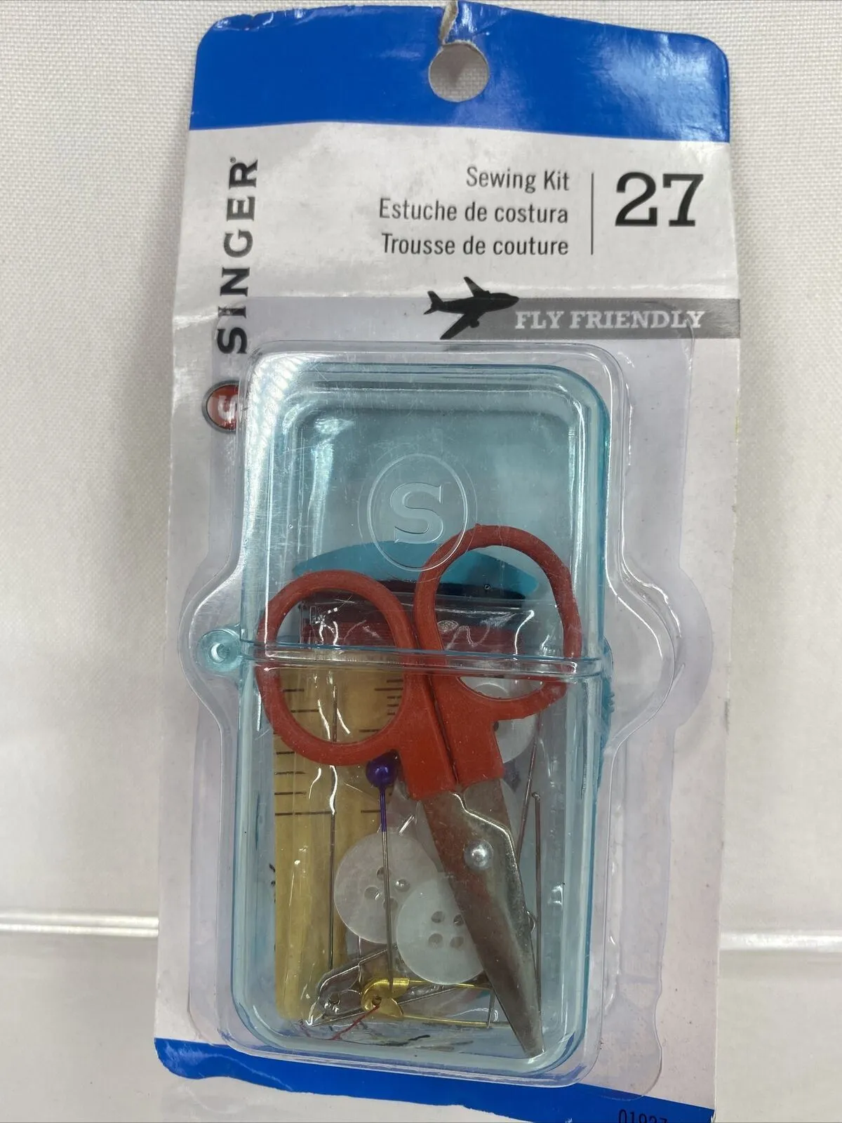 Travel Sewing Kit Case Singer 01927 27pc Thread Scissors Button Measure Military
