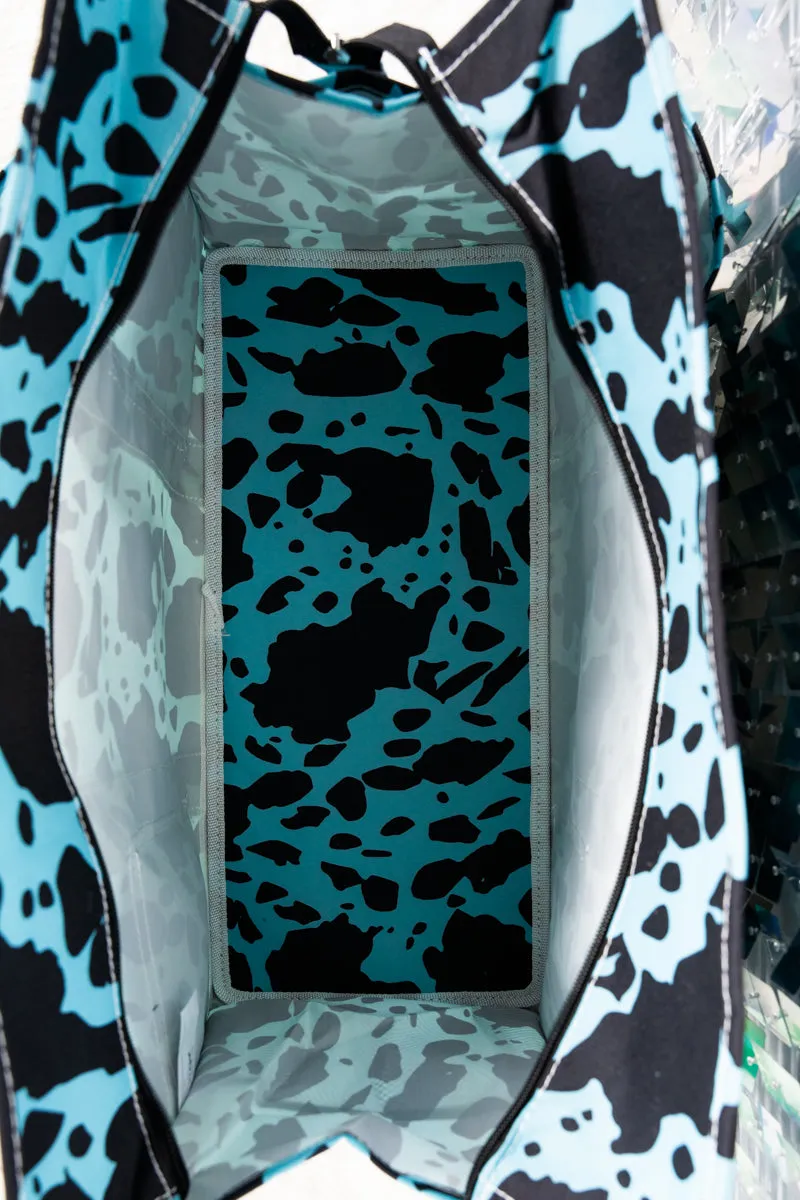 Turquoise Milkin' It Utility Tote with Black Trim