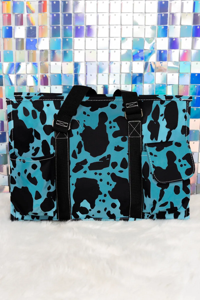 Turquoise Milkin' It Utility Tote with Black Trim