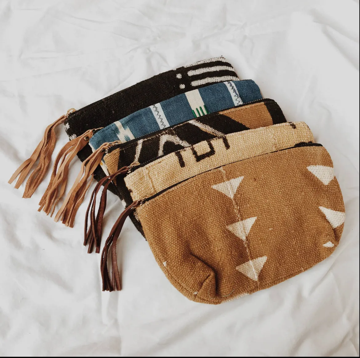 Umi Mudcloth Leather Tassel Bag