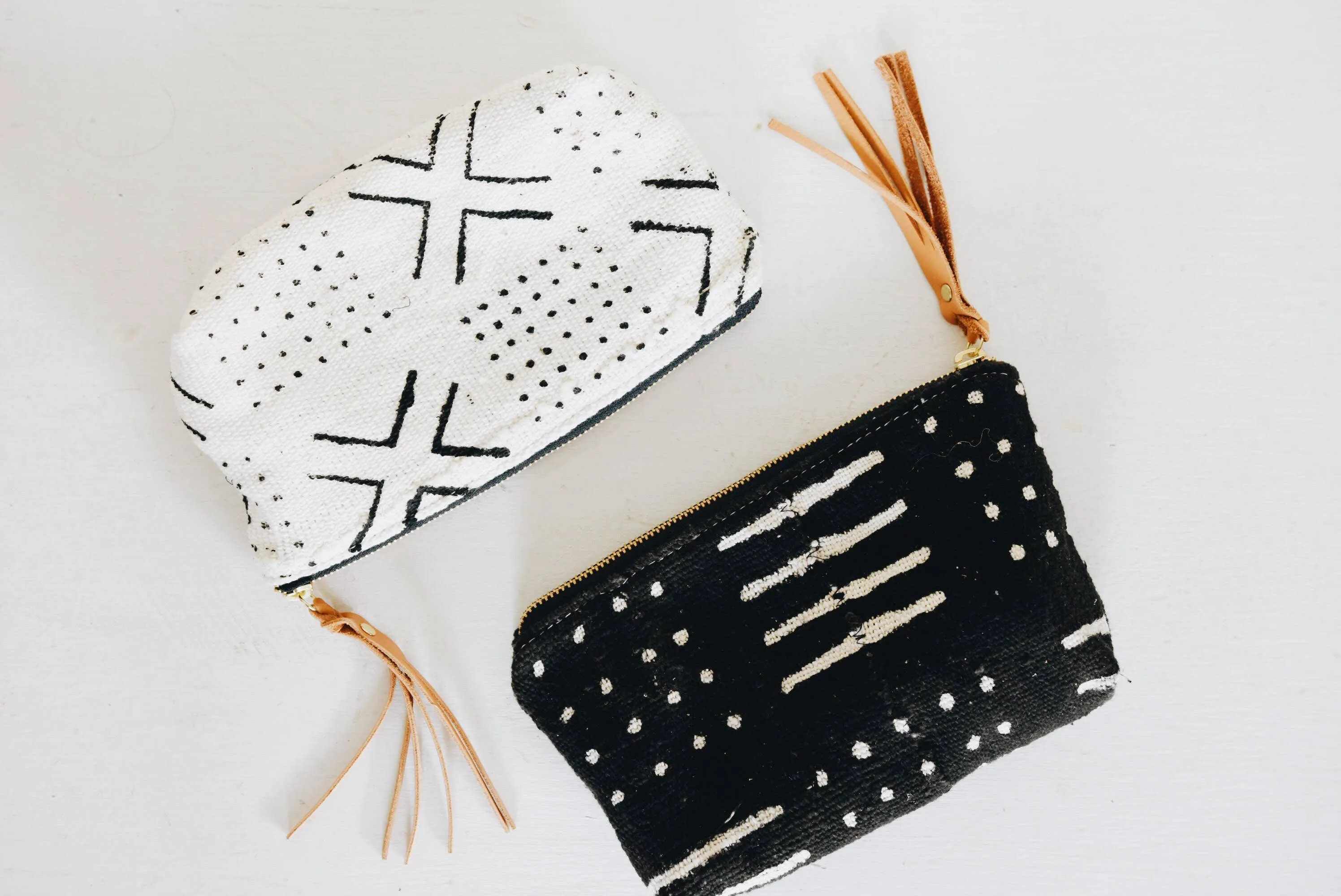 Umi Mudcloth Leather Tassel Bag