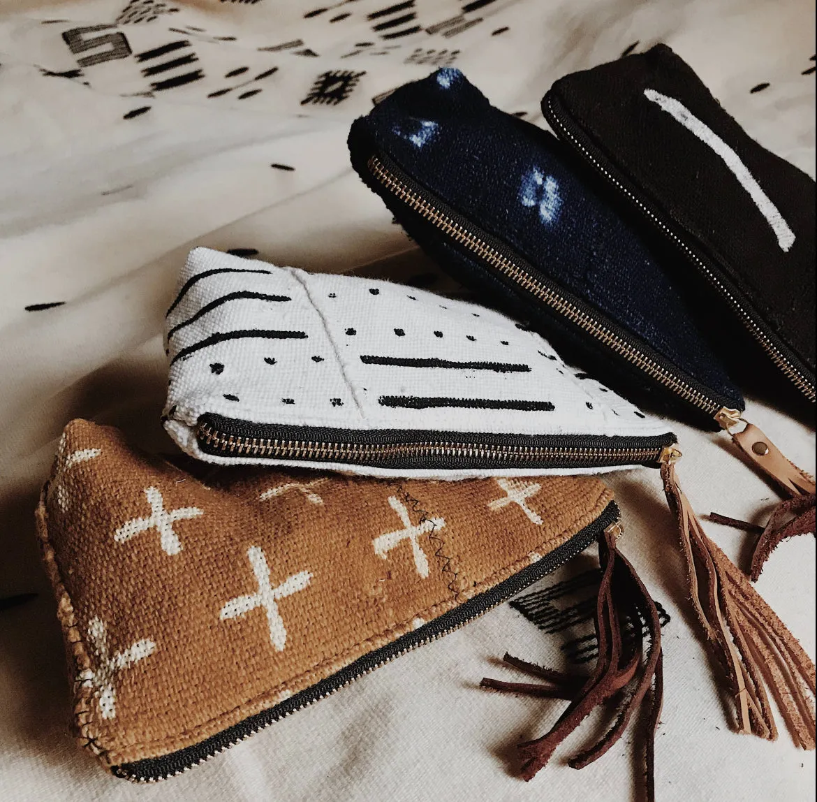 Umi Mudcloth Leather Tassel Bag