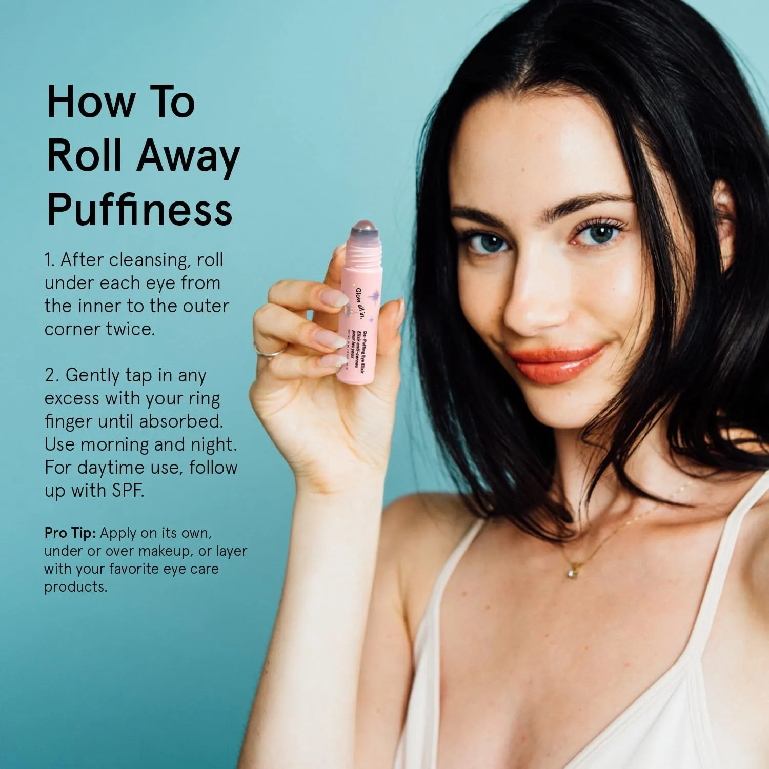 under Eye Brightener Roller - Retinol & Caffeine Eye Serum for Puffiness, Dark Circles, Fine Lines & Wrinkles - Hydrating & Smoothing - Vegan Cruelty-Free Skincare (15Ml / 0.51 Fl Oz)