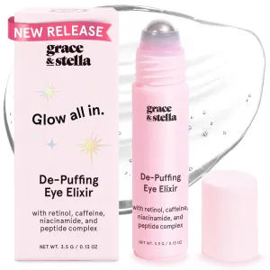 under Eye Brightener Roller - Retinol & Caffeine Eye Serum for Puffiness, Dark Circles, Fine Lines & Wrinkles - Hydrating & Smoothing - Vegan Cruelty-Free Skincare (15Ml / 0.51 Fl Oz)