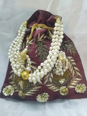 Unique Party Potli Purse in Maroon