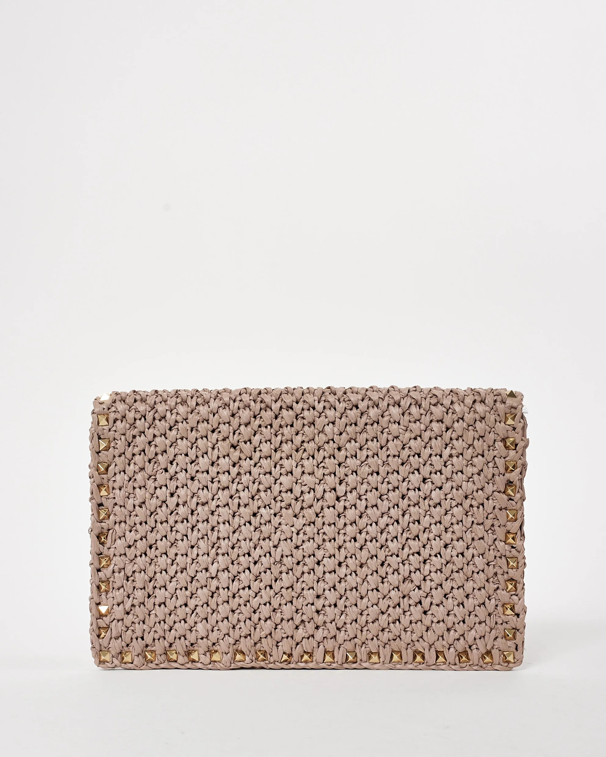 Valentino Beige Raffia Envelope Clutch
