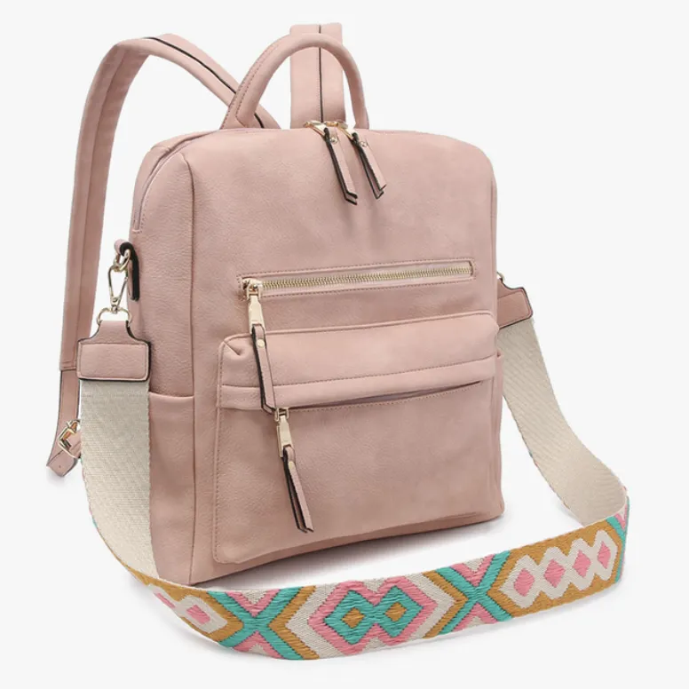 Vegan Leather Convertible Backpack with Guitar Strap - 9 Colors