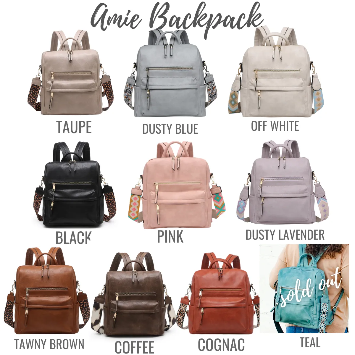Vegan Leather Convertible Backpack with Guitar Strap - 9 Colors