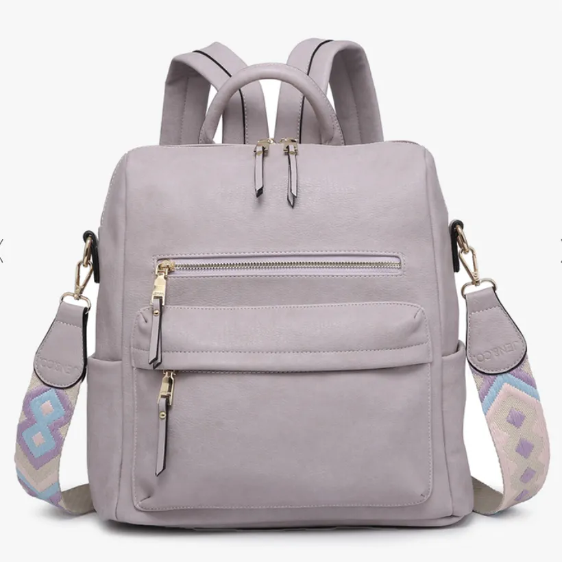 Vegan Leather Convertible Backpack with Guitar Strap - 9 Colors