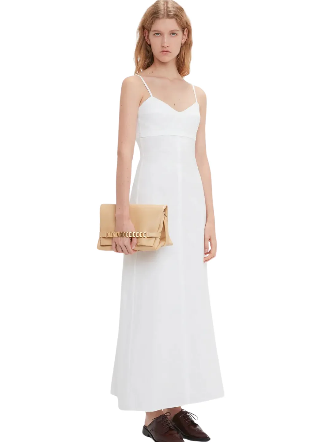Victoria Beckham Puffy Chain Pouch in sesame