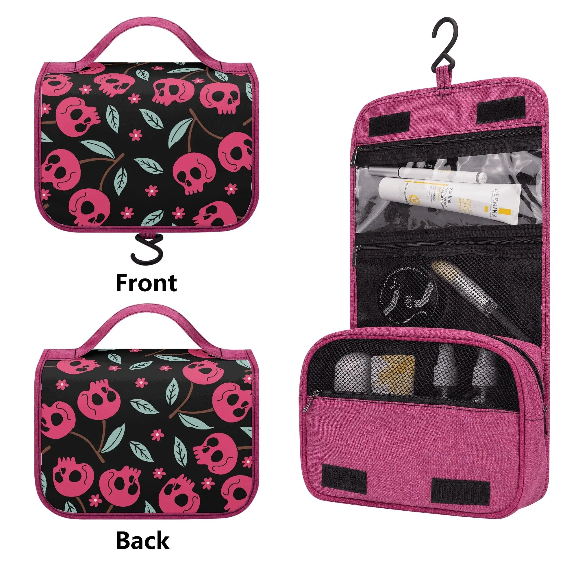 Vintage Skull Cherrys Toiletry Cosmetic Travel Bag