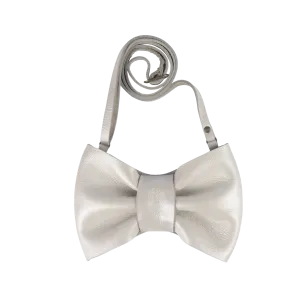 Viona Purse | Bow | Off White Metallic Leather