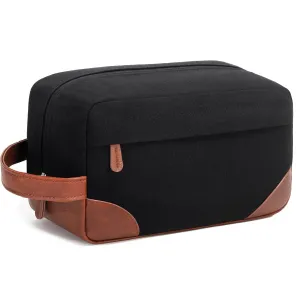 Vorspack Large Toiletry Bag Hanging Dopp Kit for Men Water Resistant Canvas Shaving Bag with Large Capacity for Travel- Black