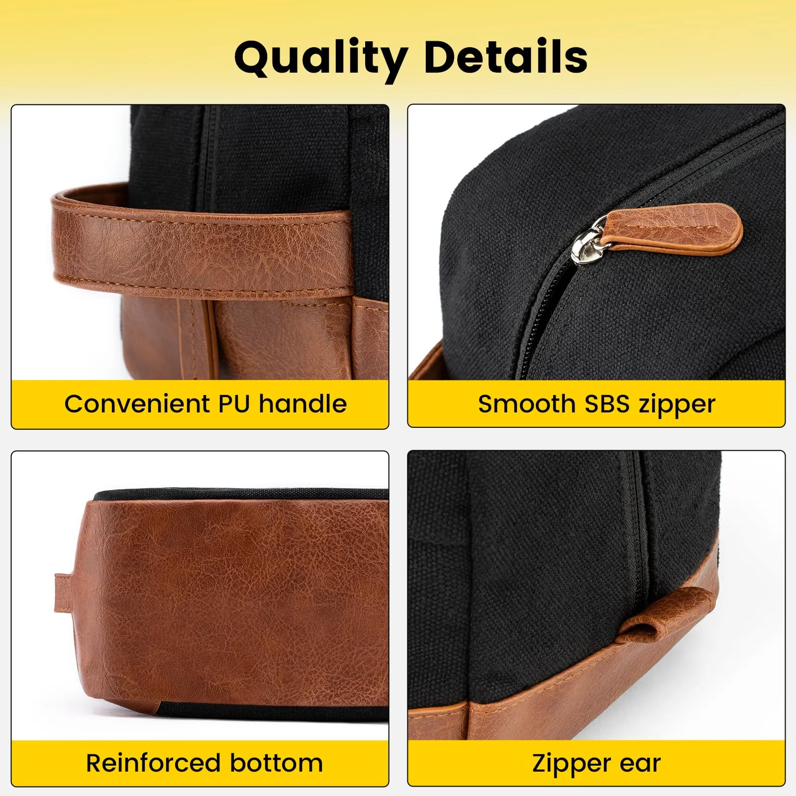 Vorspack Large Toiletry Bag Hanging Dopp Kit for Men Water Resistant Canvas Shaving Bag with Large Capacity for Travel- Black