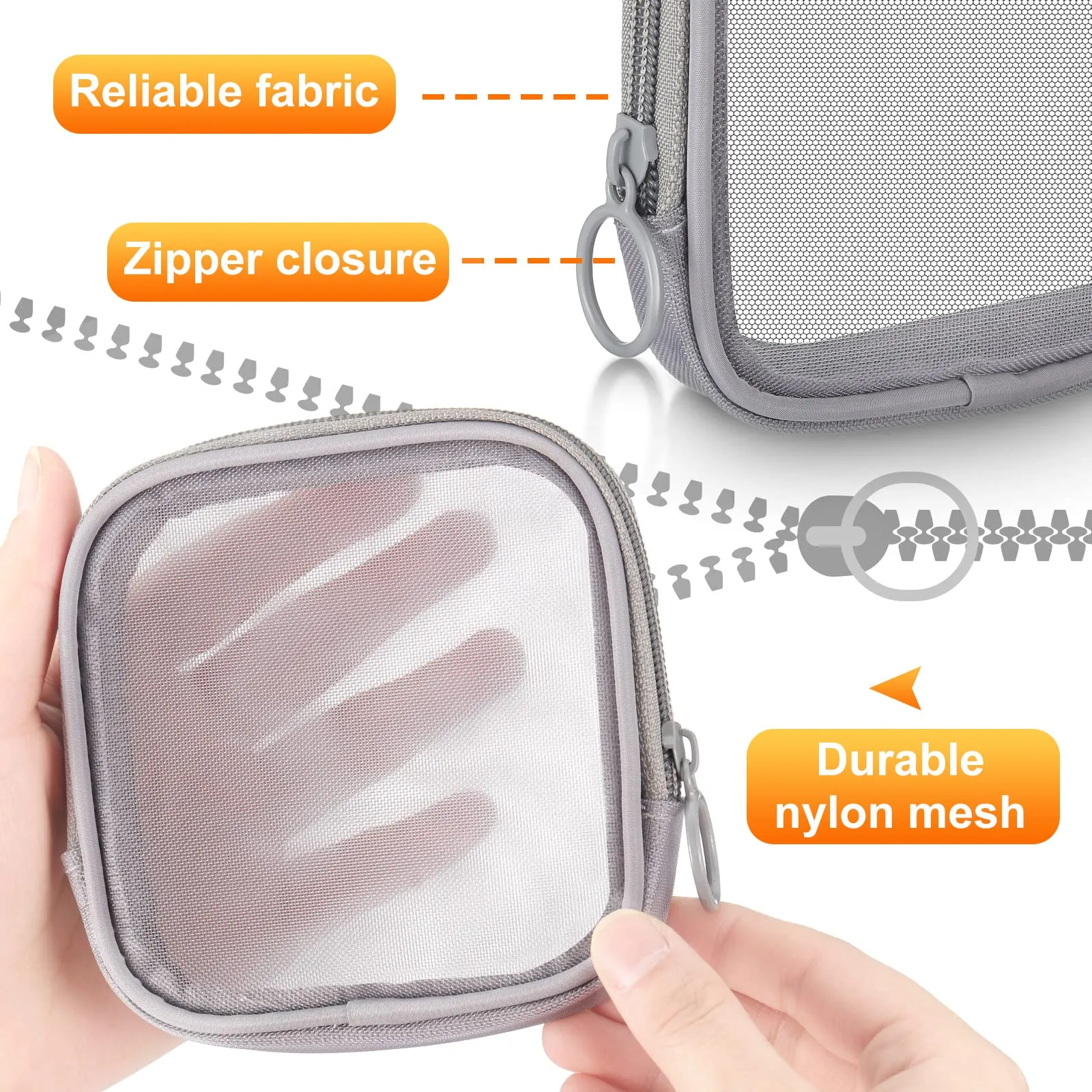 Weewooday 4 Pcs Mesh Makeup Bag Mesh Cosmetic Bag Travel Toiletry Pouch with Zipper Mini Makeup Cosmetic Purse for Daily Accessory(Small,Black, Gray)