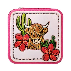 Western Theme Printed Squared Leather Jewelry Box