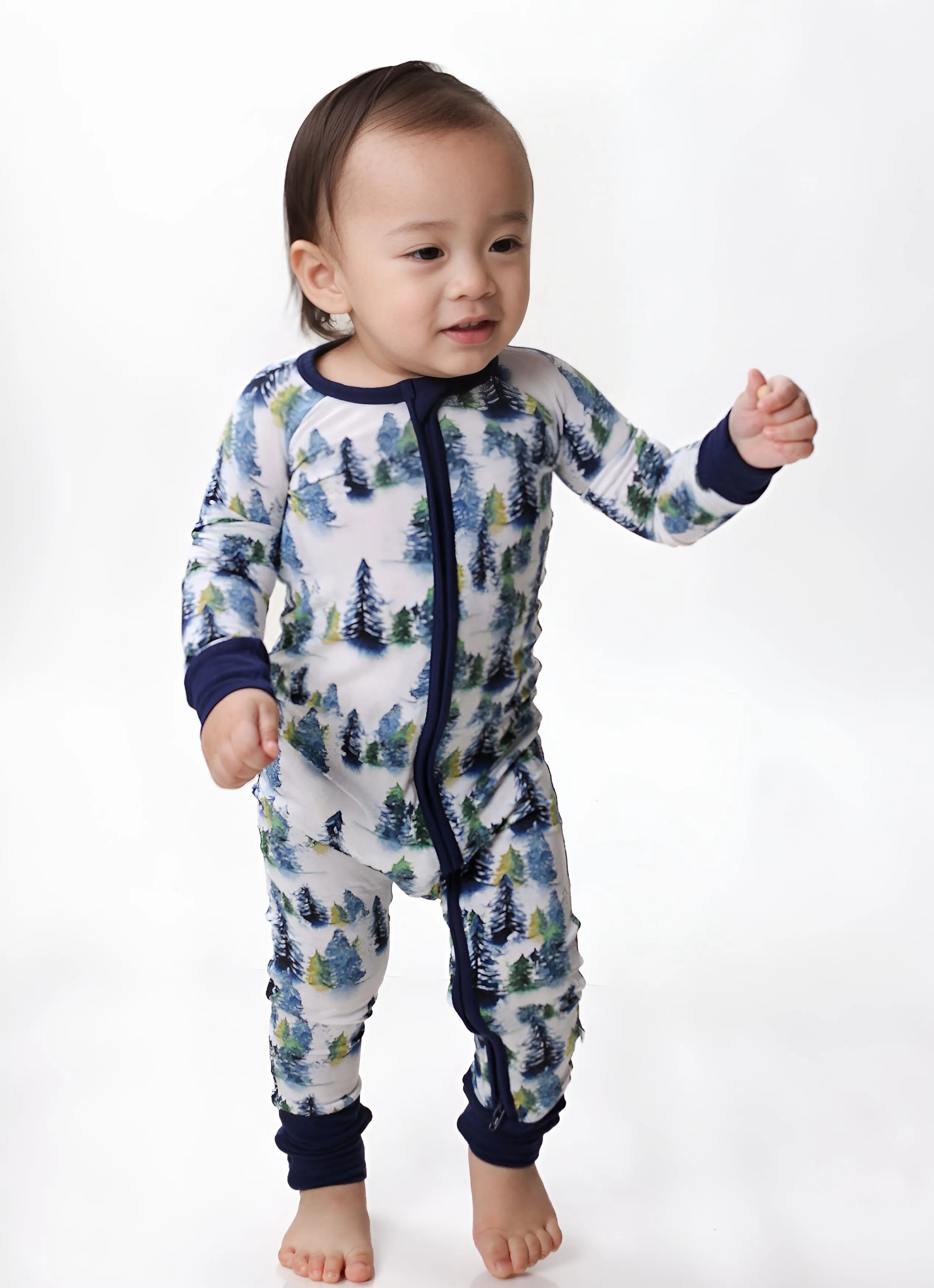 Winter Trees | Convertible Bamboo Zipper Baby Pajamas