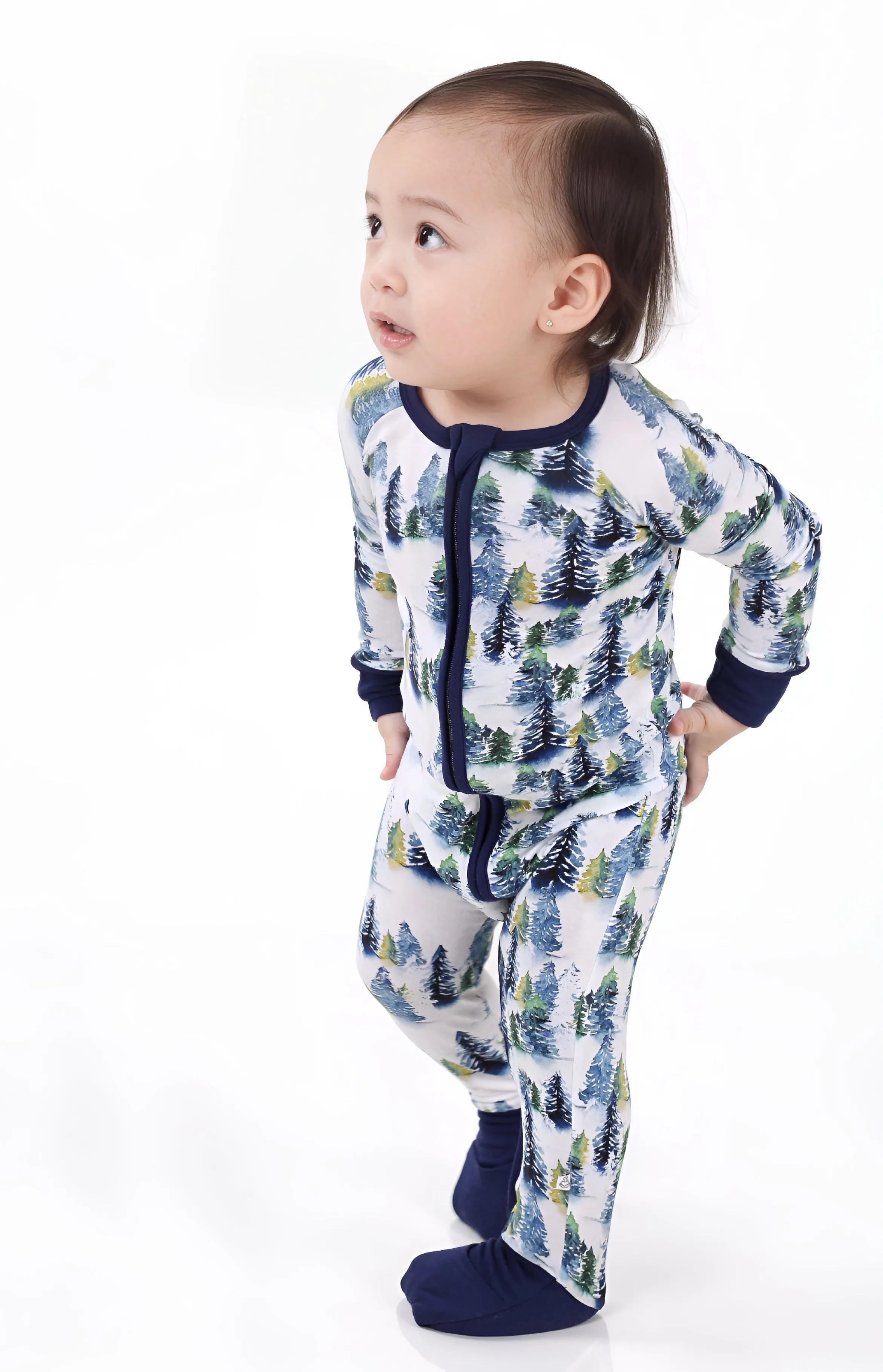Winter Trees | Convertible Bamboo Zipper Baby Pajamas
