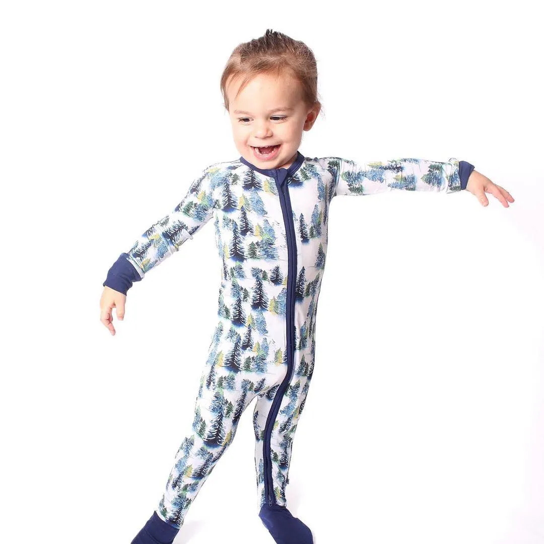 Winter Trees | Convertible Bamboo Zipper Baby Pajamas