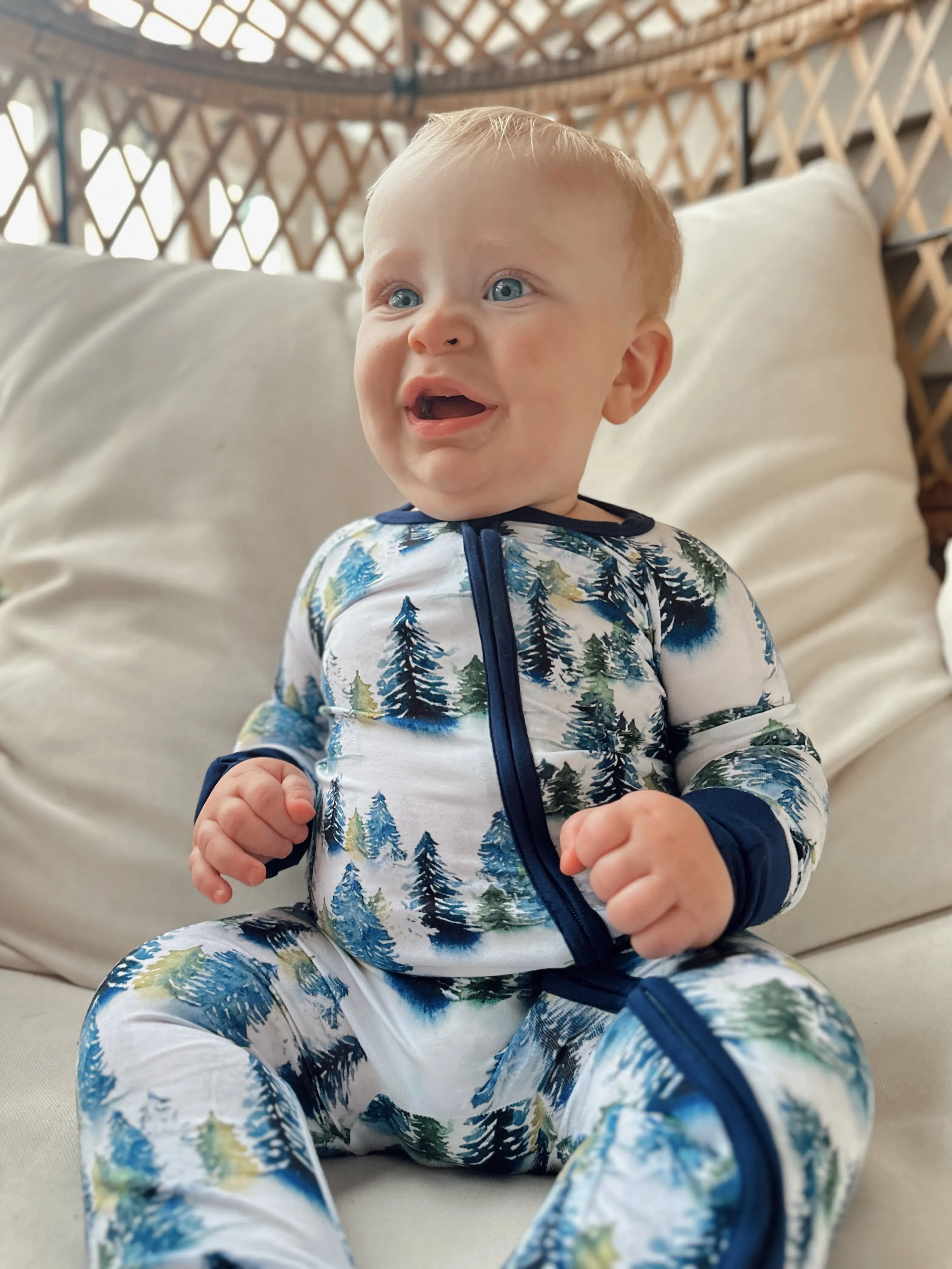 Winter Trees | Convertible Bamboo Zipper Baby Pajamas