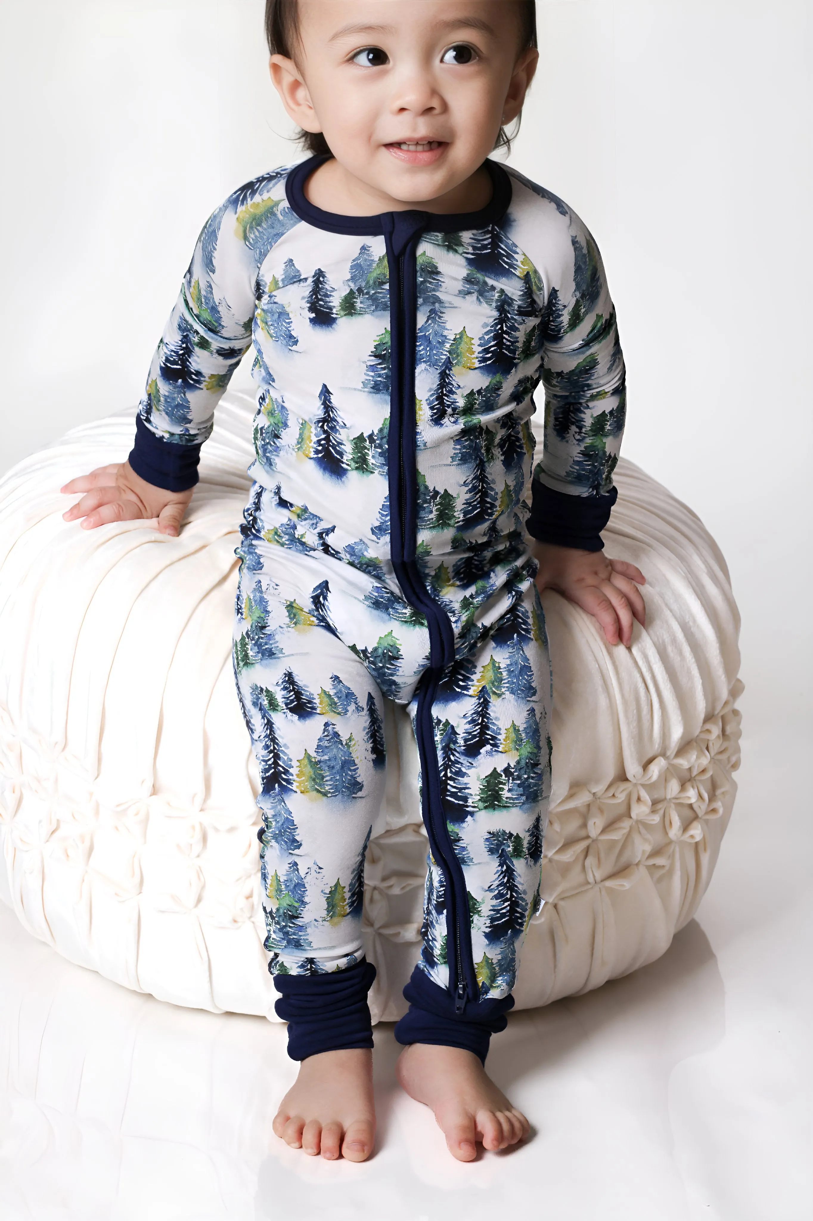 Winter Trees | Convertible Bamboo Zipper Baby Pajamas