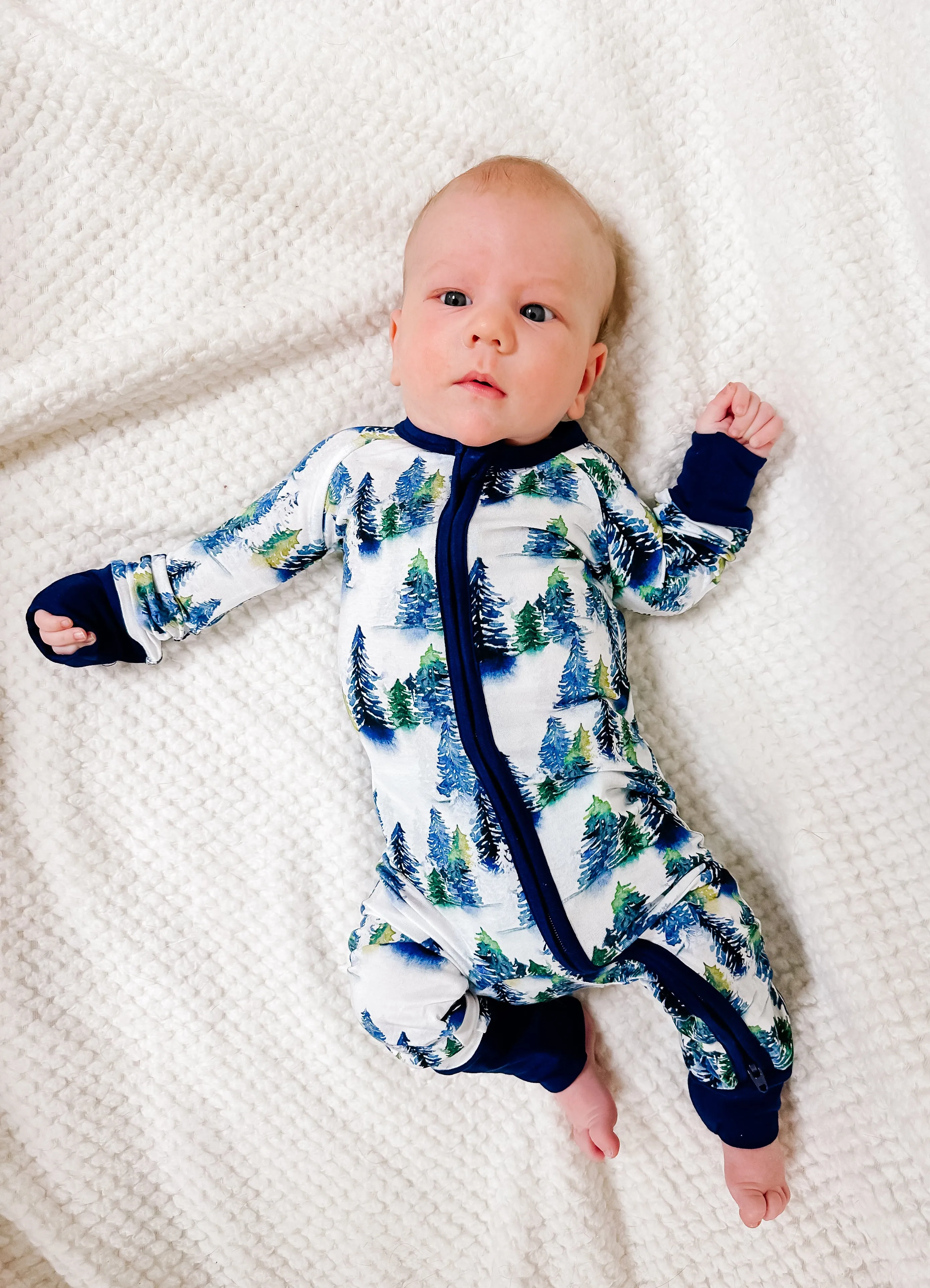 Winter Trees | Convertible Bamboo Zipper Baby Pajamas