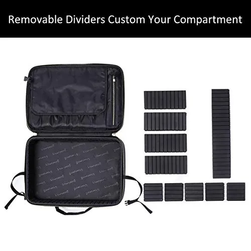 Women Rivet Train Case Makeup Organizer with Brush Compartment Waterproof Travelling Cosmetic Bag 16"x11.4"x4.3"