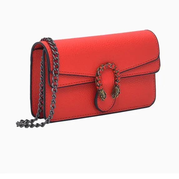 Women's God Lychee Pattern High-grade Chain Retro Crossbody Bags