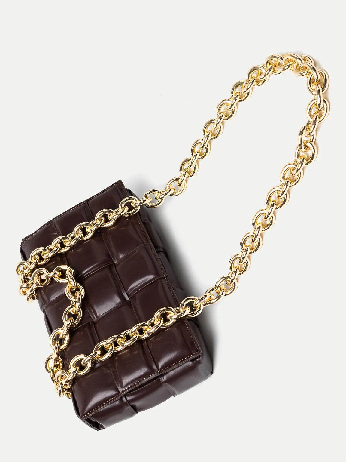 Women's Padded Bag Cassette Leather Shoulder Bag Gold Chain Woven Square Crossbody Bag