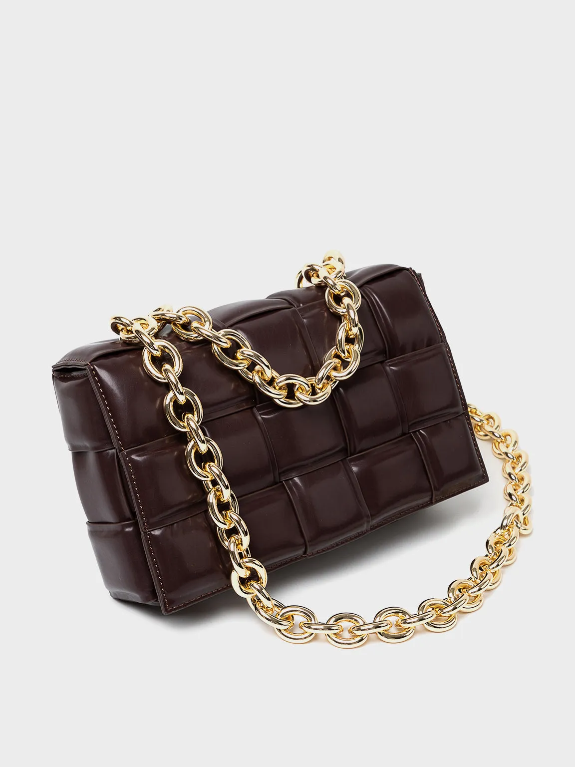 Women's Padded Bag Cassette Leather Shoulder Bag Gold Chain Woven Square Crossbody Bag