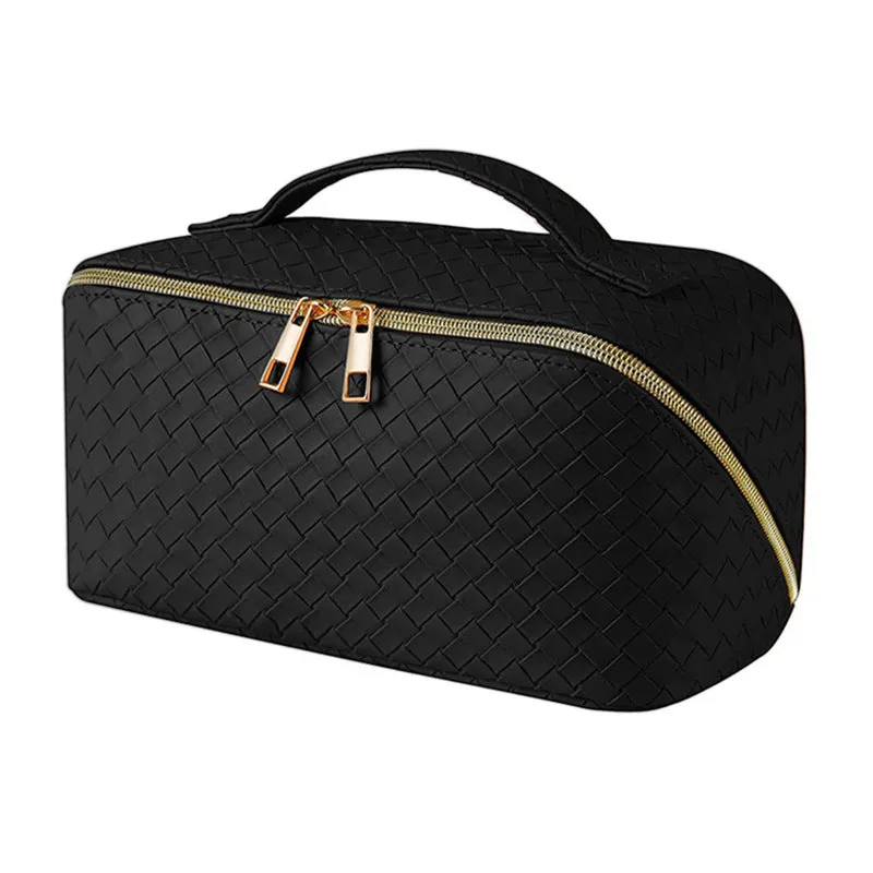 Woven Pattern Large Capacity Good-looking Portable Leather Storage Cosmetic Bags