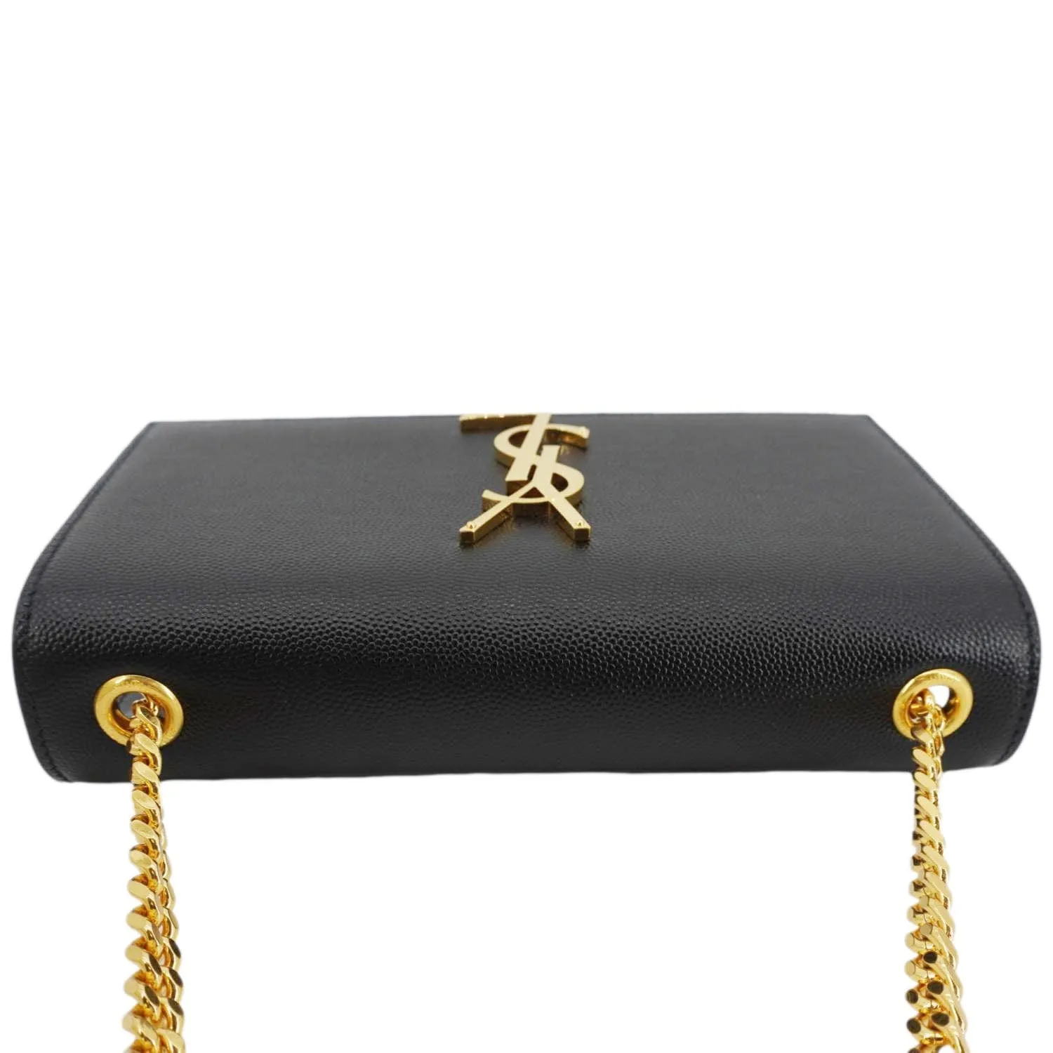 YVES SAINT LAURENT Kate Grain De Poudre Leather Chain Crossbody Bag Black